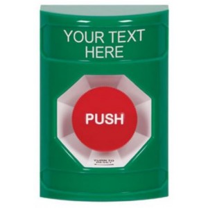 STI SS2101ZA-EN Stopper Station – Green – Push and Turn Reset – Custom Label
